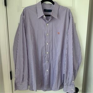 Ralph Lauren Shirt Men XXL Button-Down Striped Long Sleeve Pony Embroidered‎
